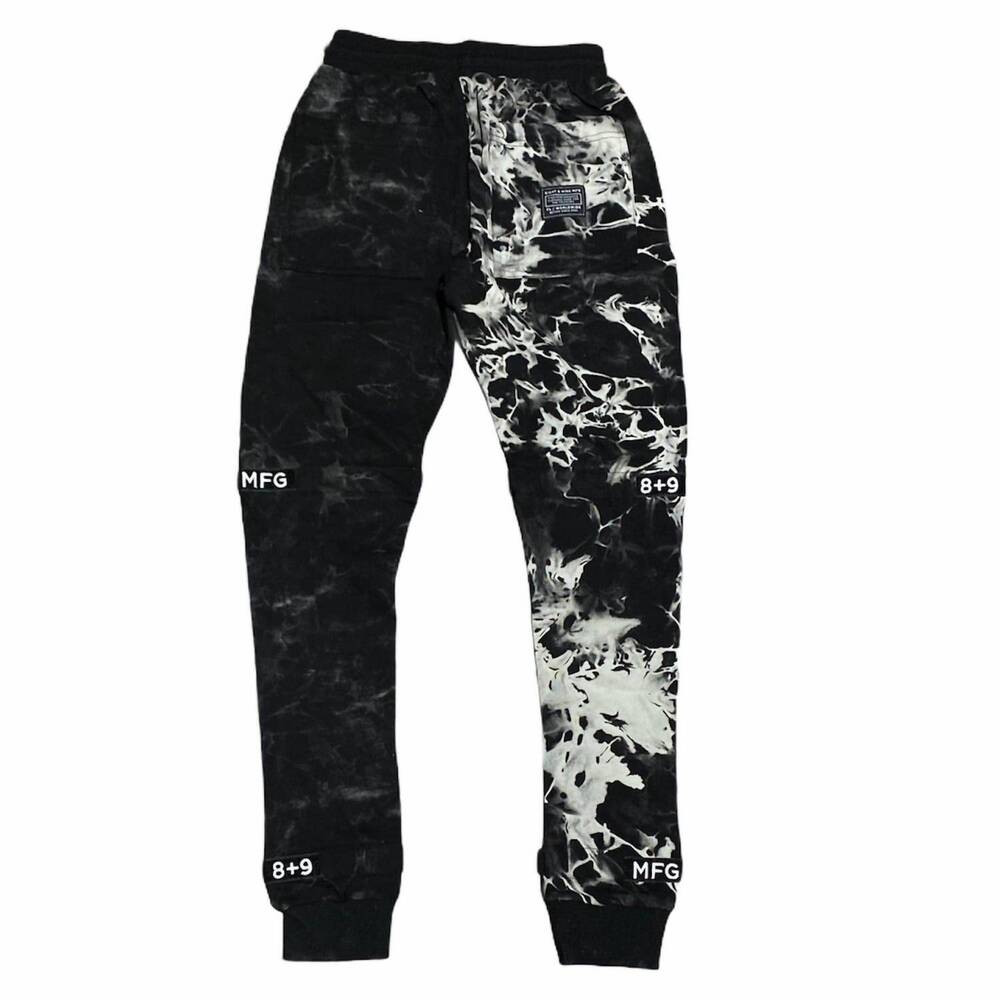 NEW 8&9MFG men's strapped up fleece sweatpants in oreo tie dye